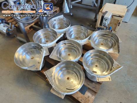 Posicionador alimentador panela vibrat�ria em inox Brovind