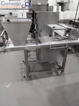 Corte arame formadora de p�o de queijo em inox com embandejamento autom�tico PANITEC