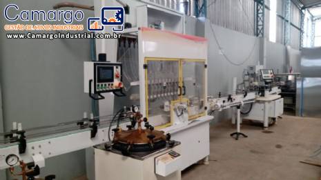 Envasadora linear com rosqueadora inox 12 bicos frasco bombonas galão Narita